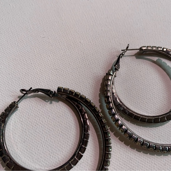 Express Rhinestone Hoops Earrings - Picture 4 of 8